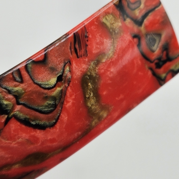 VINTAGE Red Swirl Plastic Hair French Barrette Made in France - Picture 5 of 5